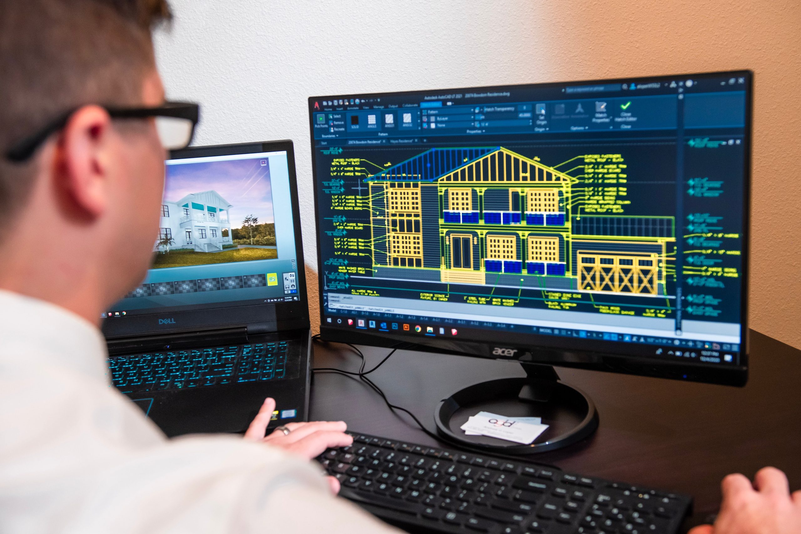 engineer designs a home for a client